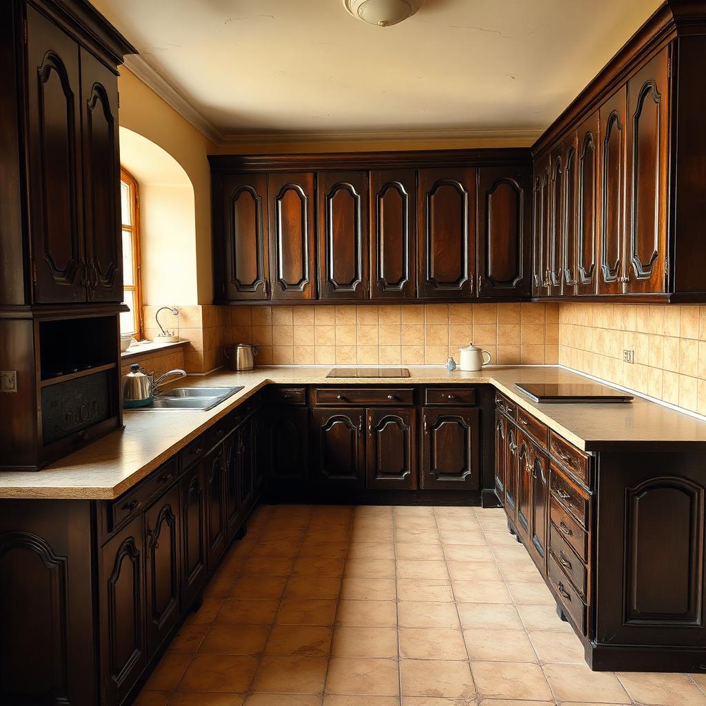 Prima — Cucina contemporanea handleless in rovere con top in pietra e isola centrale